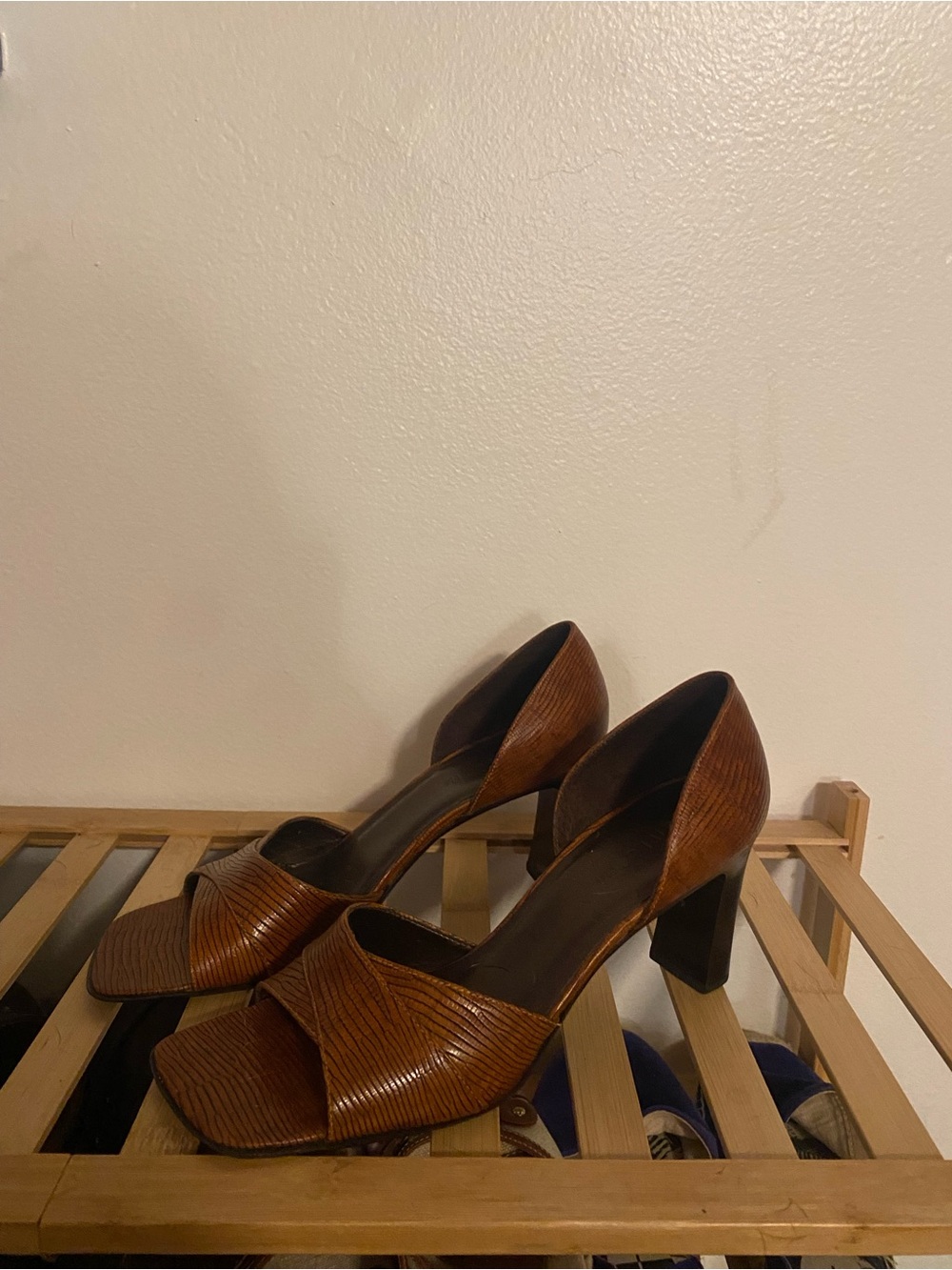 Brown Textured Leather Unisa Block Heel Sandals size 7 /12